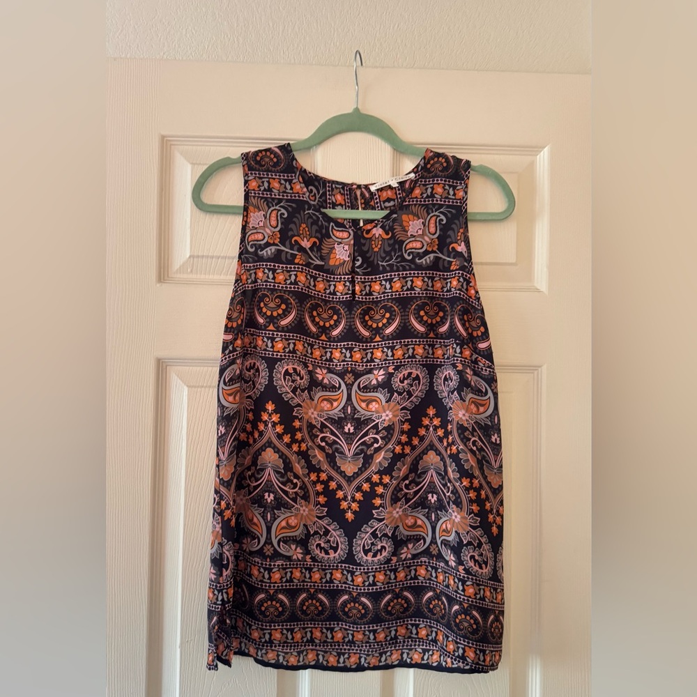 Violet & Claire Floral Print Blouse - Orange and Black
